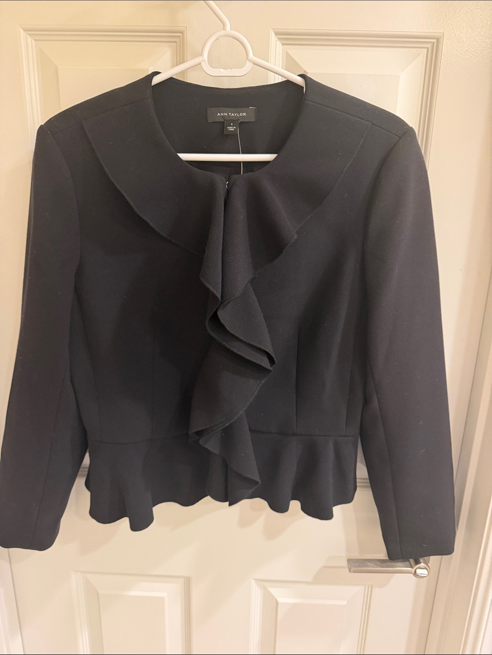 Ann Taylor Black Ruffle Peplum Blazer
